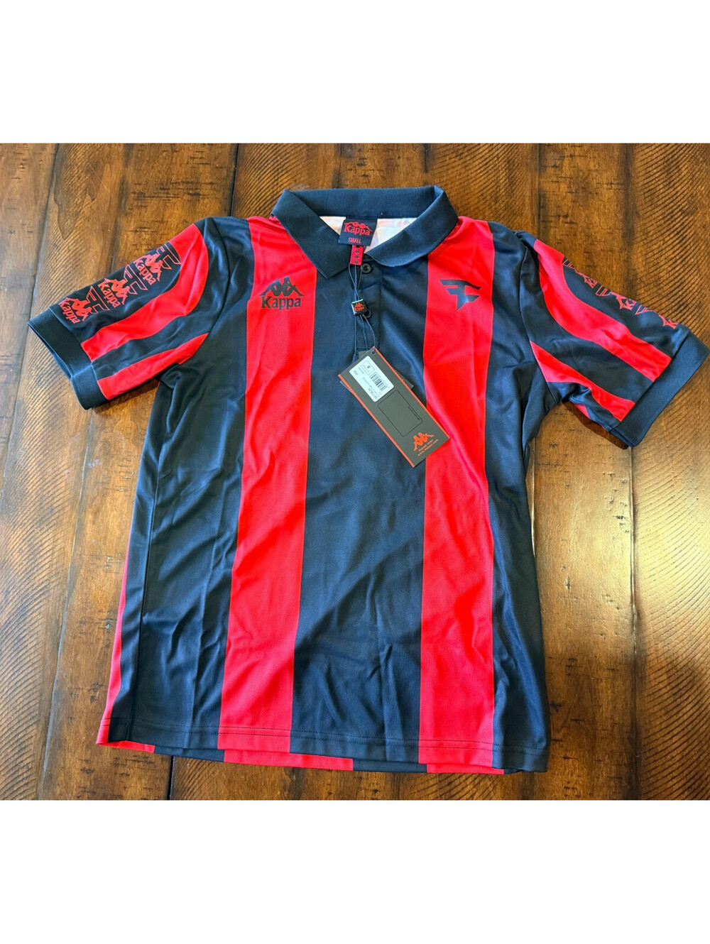 FaZe Clan x Kappa Men's Fyre Short Sleeve Polo Soccer Jersey Black Red Size S